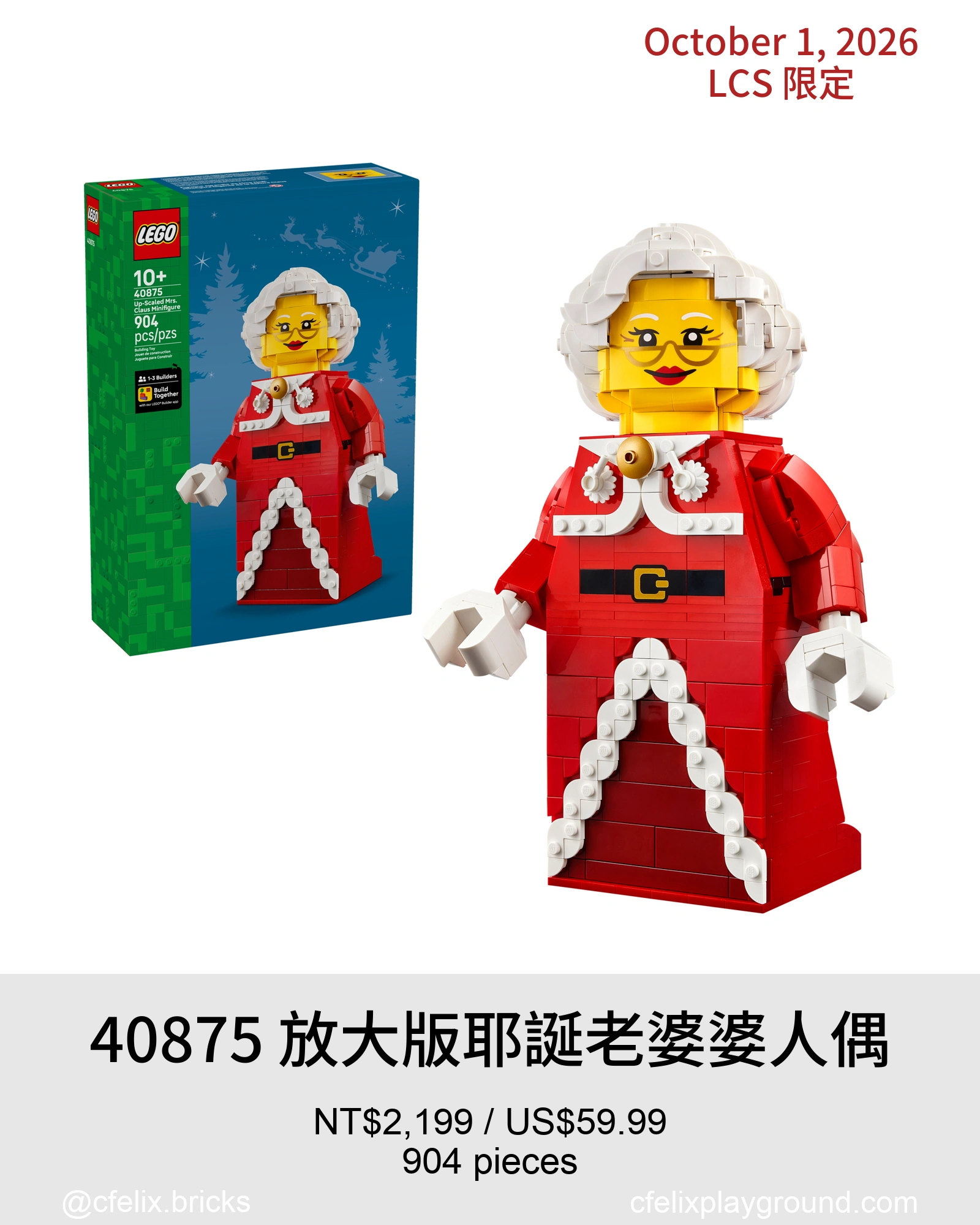40875 放大版耶誕老婆婆人偶 Up-Scaled Mrs. Claus Minifigure